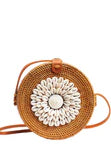 Moti Rattan Bag - Brown (white shells)