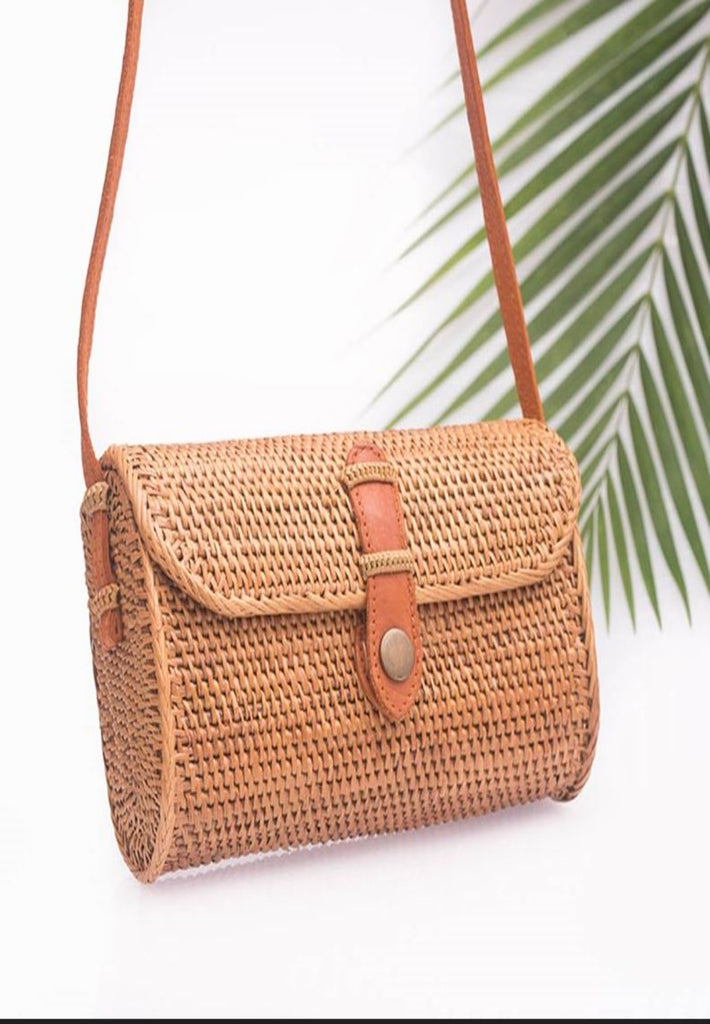 Bamboo woven bag on sale