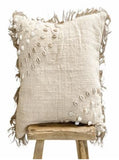 Tassel & shells canvas cushion cover