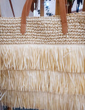 Paper straw bags with tassel White