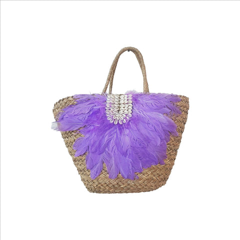 Seagrass purple Feather bag