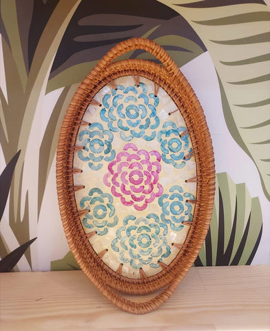 Floral mother of pearl tray