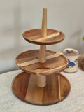 3 tier wooden cake muffin ring stand