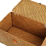 Decorative Straw Box Organiser Basket