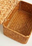 Decorative Straw Box Organiser Basket