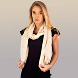 Zari Glitter Scarf for Women - Cream